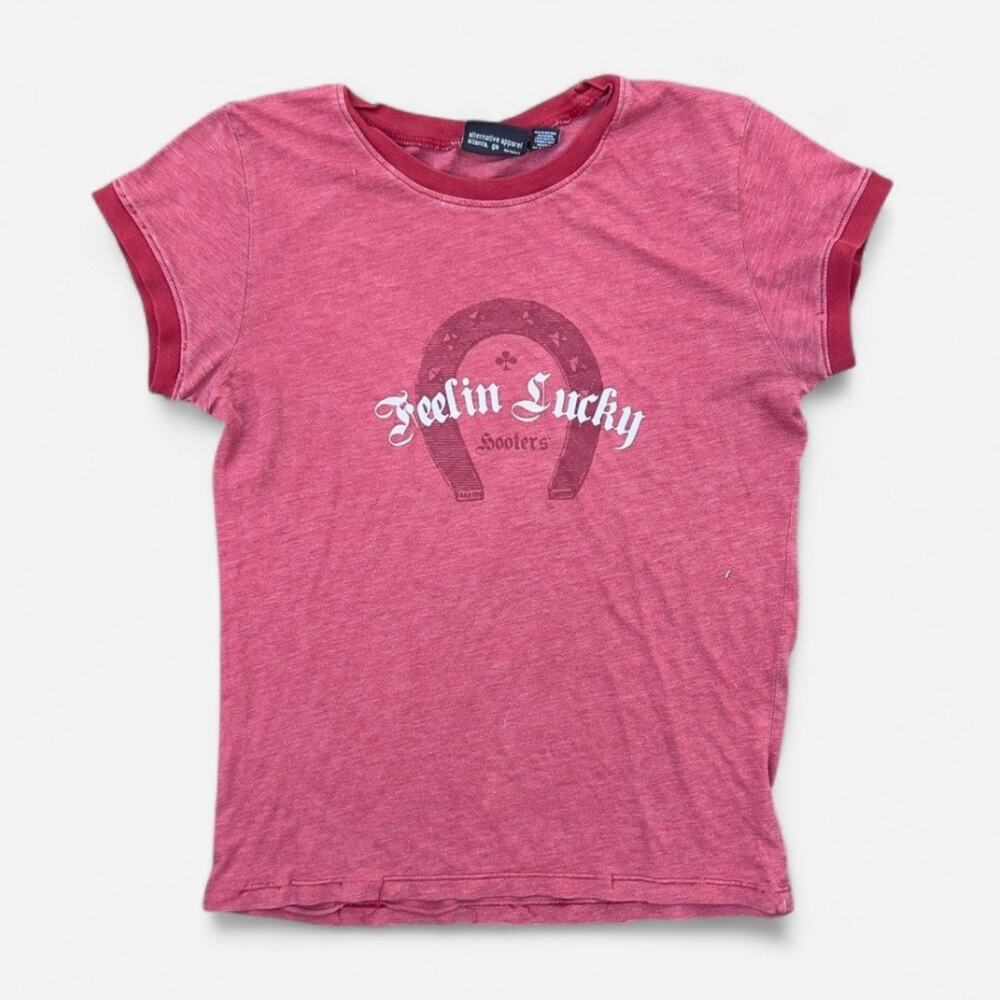Alternative Vintage Y2K Horseshoe Feeling Lucky Red Baby Tee